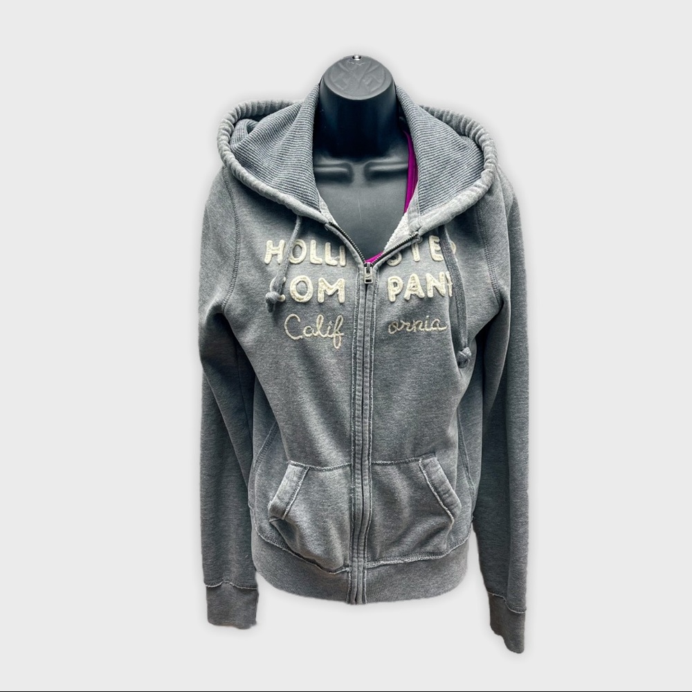 Hollister Zip Up Grey Cotton Hoodie Woman’s Medium